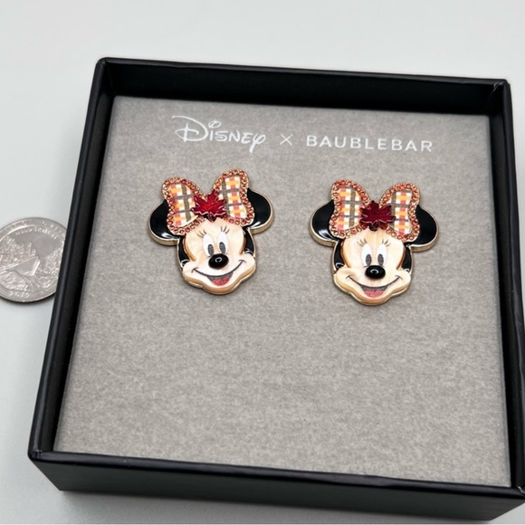 Disney x BaubleBar Minnie Mouse Fall Bow Stud Earrings NWT - Picture 2 of 4